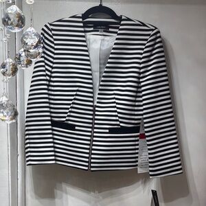 Nine West Black and White Striped Blazer